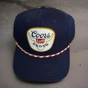 Coors Banquet Rodeo Felt Patch Logo Rope Hat Navy Blue